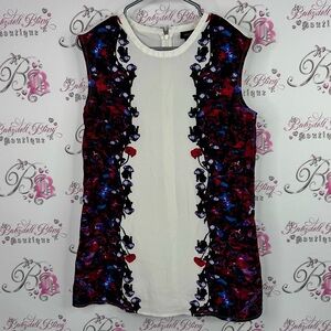 Sarah Stevenson tank top mock neck zip up back Chic Multicolor Sleeveless Blouse